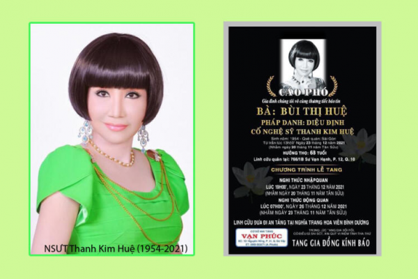Kính tiễn NSƯT Thanh Kim Huệ