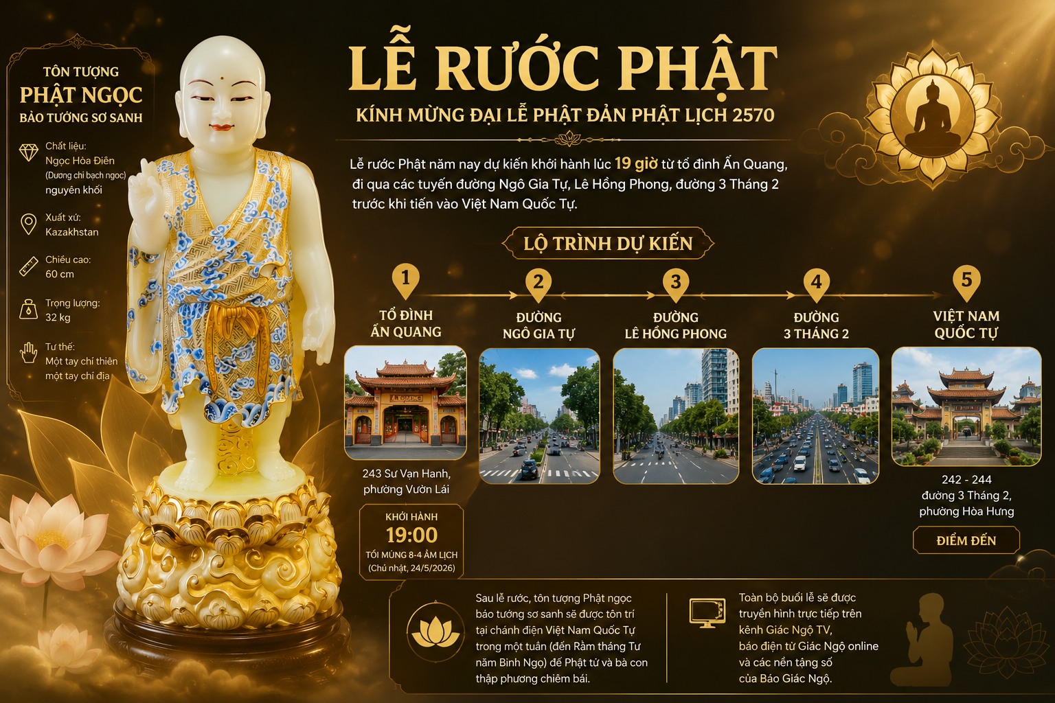 TPHCM mùa Phật Đản lần đầu cung rước tượng Phật ngọc bảo tướng sơ sanh
